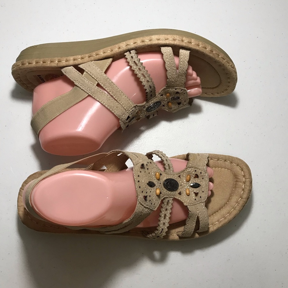 Earth Spirit Tan Suede Embellished Strappy Sandals SB-K - Picture 4 of 8